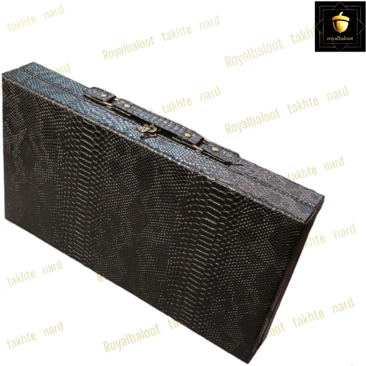 تخته نرد چوبی طرح چرم مدل قطب نما با مهره و تاس